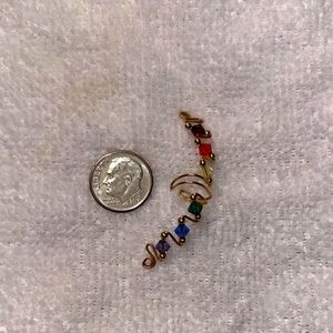 Elegant Multicolor Gemstone Gold Tone Ear Cuff